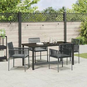 Kert étkező szett 5 pcs Fekete PE Rattan