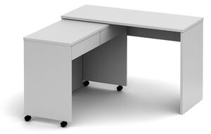 KONDELA Nyitható PC asztal fiókokkal, fehér, VERSAL NEW