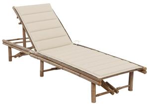 VidaXL Bambusz Napozóágy - 200cm - Bézs Párnával