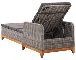 VidaXL Napozóágy - Szürke Polyrattan - 200cm