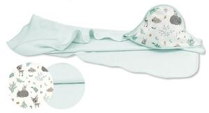 Baby Shop kapucnis fürdőlepedő 100*100 cm - menta erdei barátok