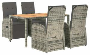 Polyrattan Kerti Étkezőgarnitúra - 5 részes - Szürke