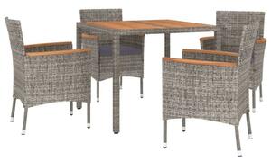 VidaXL Kerti Étkezőgarnitúra - 5 részes - Szürke Polyrattan