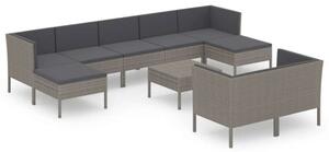 Polyrattan Kerti Ülőgarnitúra - 10 részes - Szürke