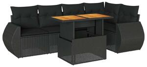 VidaXL Polyrattan Kerti Ülőgarnitúra - 6 részes - Fekete