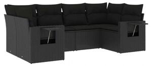 Polyrattan Kerti Ülőgarnitúra - 6 részes - Fekete