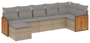 VidaXL Polyrattan Kerti Ülőgarnitúra - 7 részes - Bézs