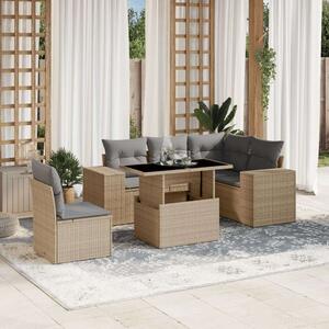 Polyrattan Kerti Ülőgarnitúra - 6 részes - Bézs