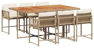 VidaXL Polyrattan Kerti Étkezőgarnitúra - 7 részes, Bézs