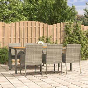 VidaXL 7 részes szürke polyrattan kerti étkezőgarnitúra párnával