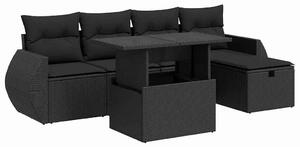 VidaXL Polyrattan Kerti Ülőgarnitúra - 6 részes - Fekete
