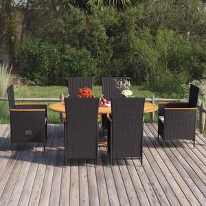 7 részes fekete polyrattan kerti étkezőgarnitúra