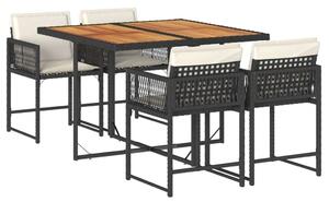 VidaXL Polyrattan Kerti Étkezőgarnitúra - 5 részes - Fekete