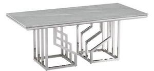 Kávézó asztal, acél, üveg, 120x60x40, márvány