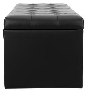 Ülőkés tároló pad, műbőr, 130 cm, fekete - MADISON