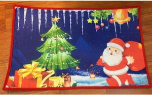 Előszoba belépő 48x70 cm, télapó karácsonyfával, polyester/gumi