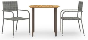 3 részes szürke polyrattan kerti étkezőgarnitúra