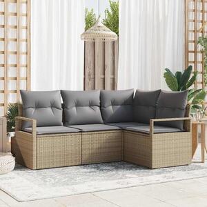 VidaXL Kanapé Szett 4 pcs Bézs polirattan