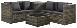 4 részes szürke polyrattan kerti ülőgarnitúra párnákkal