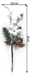 KONDELA Karácsonyi gallyak, 6 db-os szett, 28 cm, fehér, GREN SET TYP 2