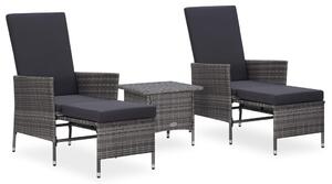 3 részes szürke polyrattan kerti ülőgarnitúra párnákkal
