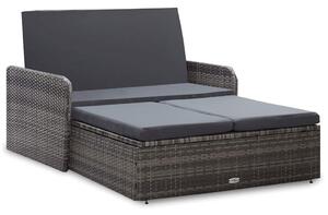 2 részes szürke polyrattan kerti bútorszett párnákkal