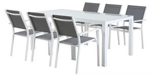 Asztal szett 7db-os aluminium üveg 180x90x75