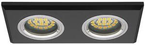 Morta 2-es szögletes süllyesztett mennyezeti spot lámpa, fekete, 1xGx5,3 foglalattal