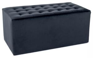Lori 2 Velvet Téglalap Alakú Bársony Puff Fekete Steppelt