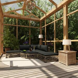 6 részes szürke polyrattan kerti ülőgarnitúra párnákkal