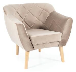 Karo 1 Velvet Bükk Fotel Sötét Bézs Bársony Kárpitozással