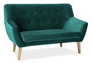Nordic Elegance Kétszemélyes Bársony Kanapé Zöld Bükkfa Lábakkal
