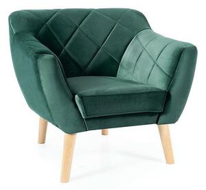 Karo Velvet Bársony Fotel Wenge Lábakkal Zöld