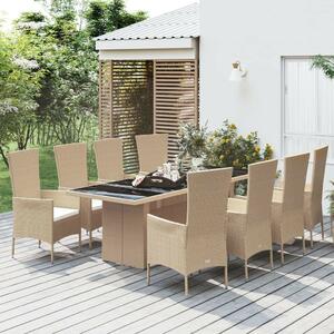 Polyrattan Kerti Étkezőgarnitúra - 9 részes - Bézs