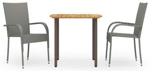 3 részes szürke polyrattan kerti étkezőgarnitúra
