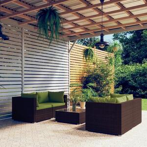 5 részes barna polyrattan kerti ülőgarnitúra párnákkal