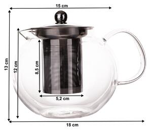 TEMPO-KONDELA KREMY, teáskanna szűrővel, 0,95 l, üveg