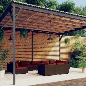 9 részes barna polyrattan kerti ülőgarnitúra párnákkal