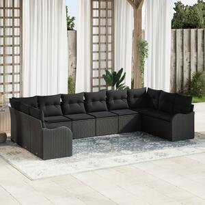 10 részes kert kanapé szett párnákkal Fekete Poli rattan