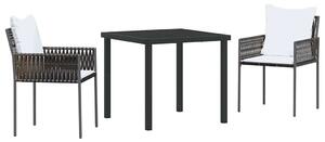 VidaXL Kert étkező szett 3 pcs Barna Poli rattan
