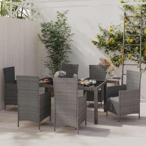 VidaXL Polyrattan Kültéri Étkezőgarnitúra - 7 részes - Szürke