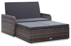 2 részes szürke polyrattan kerti bútorszett párnákkal