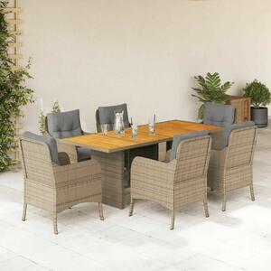 VidaXL Polyrattan Kerti Étkezőgarnitúra - 7 részes, Bézs