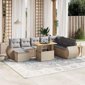 VidaXL Polyrattan Kerti Ülőgarnitúra - 9 részes - Bézs