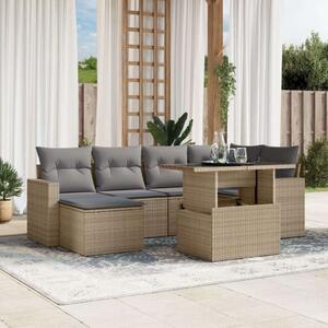 VidaXL Polyrattan Kerti Ülőgarnitúra - 7 részes - Bézs