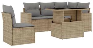 VidaXL Polyrattan Kerti Ülőgarnitúra - 6 részes - Bézs