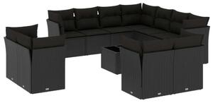VidaXL Polyrattan Kerti Ülőgarnitúra - Fekete - 12 részes