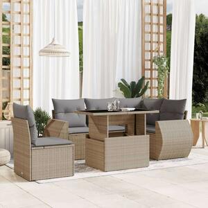 Polyrattan Kerti Ülőgarnitúra - 6 részes - Bézs