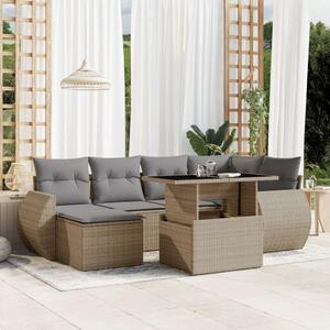 VidaXL Polyrattan Kerti Ülőgarnitúra - 7 részes - Bézs