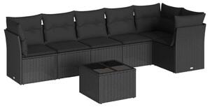 VidaXL Polyrattan Kerti Ülőgarnitúra - 7 részes - Fekete